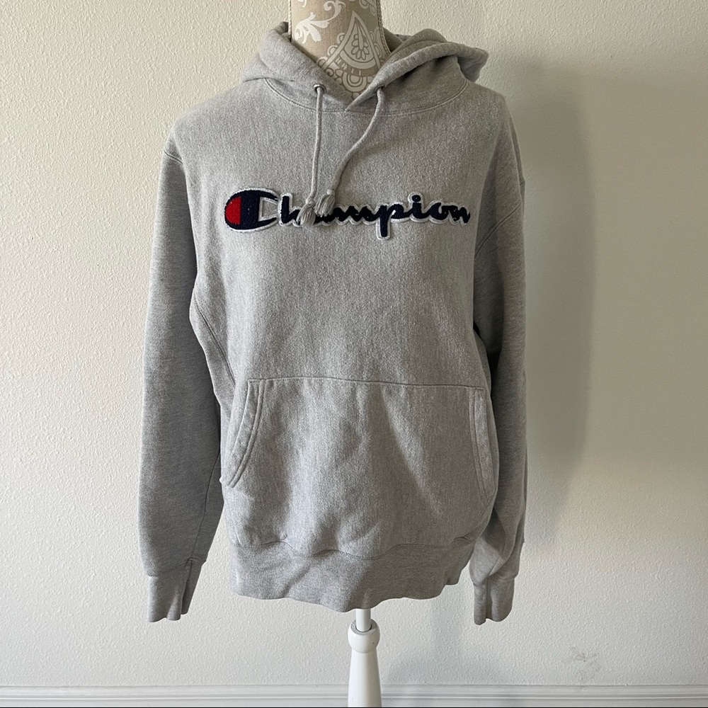 CHAMPION| Gray sweatshirt with hoodie